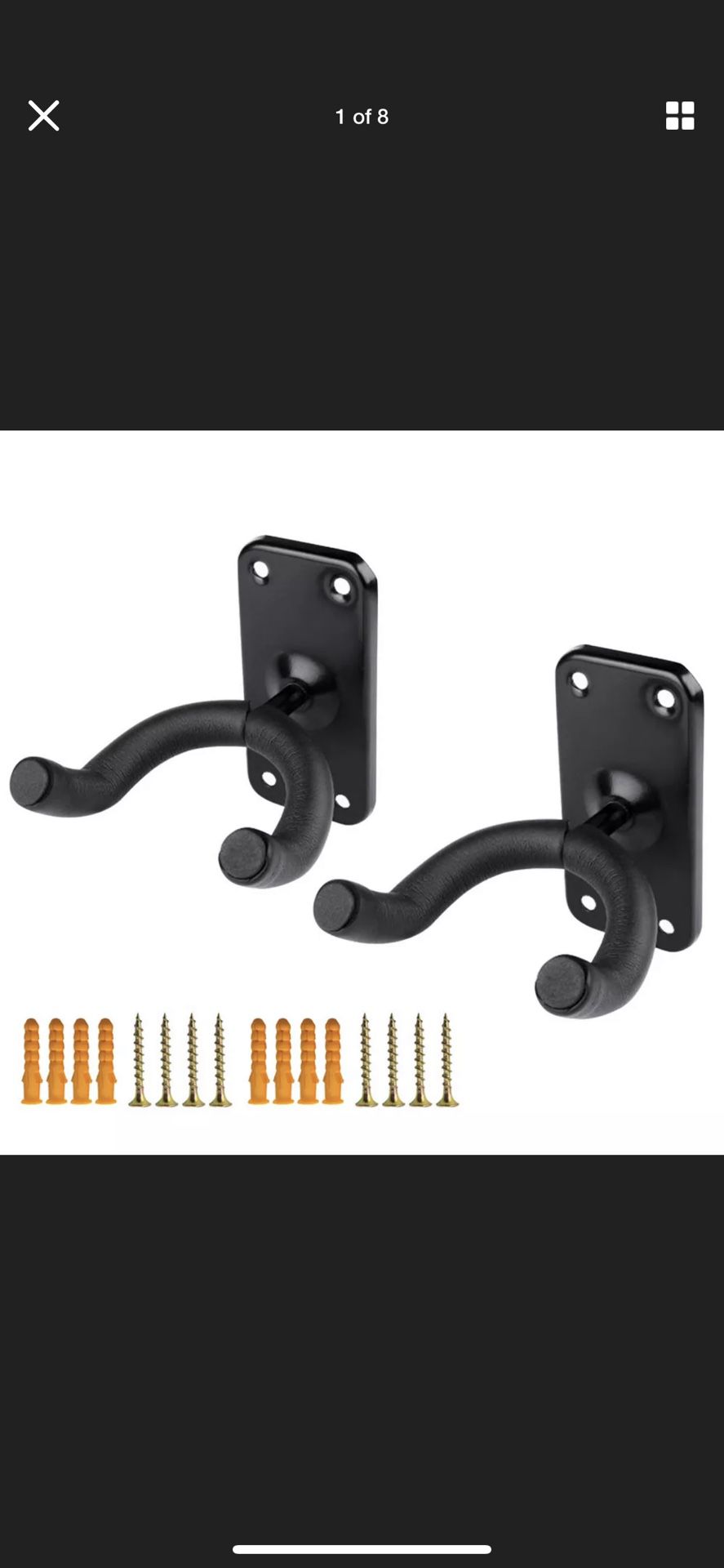 2X Metal Guitar Hanger Hook Holder Wall Mount Stand Display Acoustic Electric