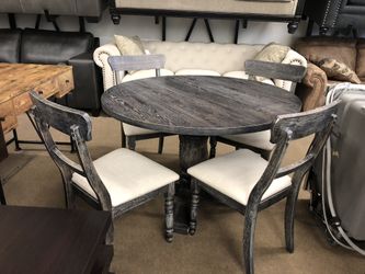 New five piece round dining table rustic color