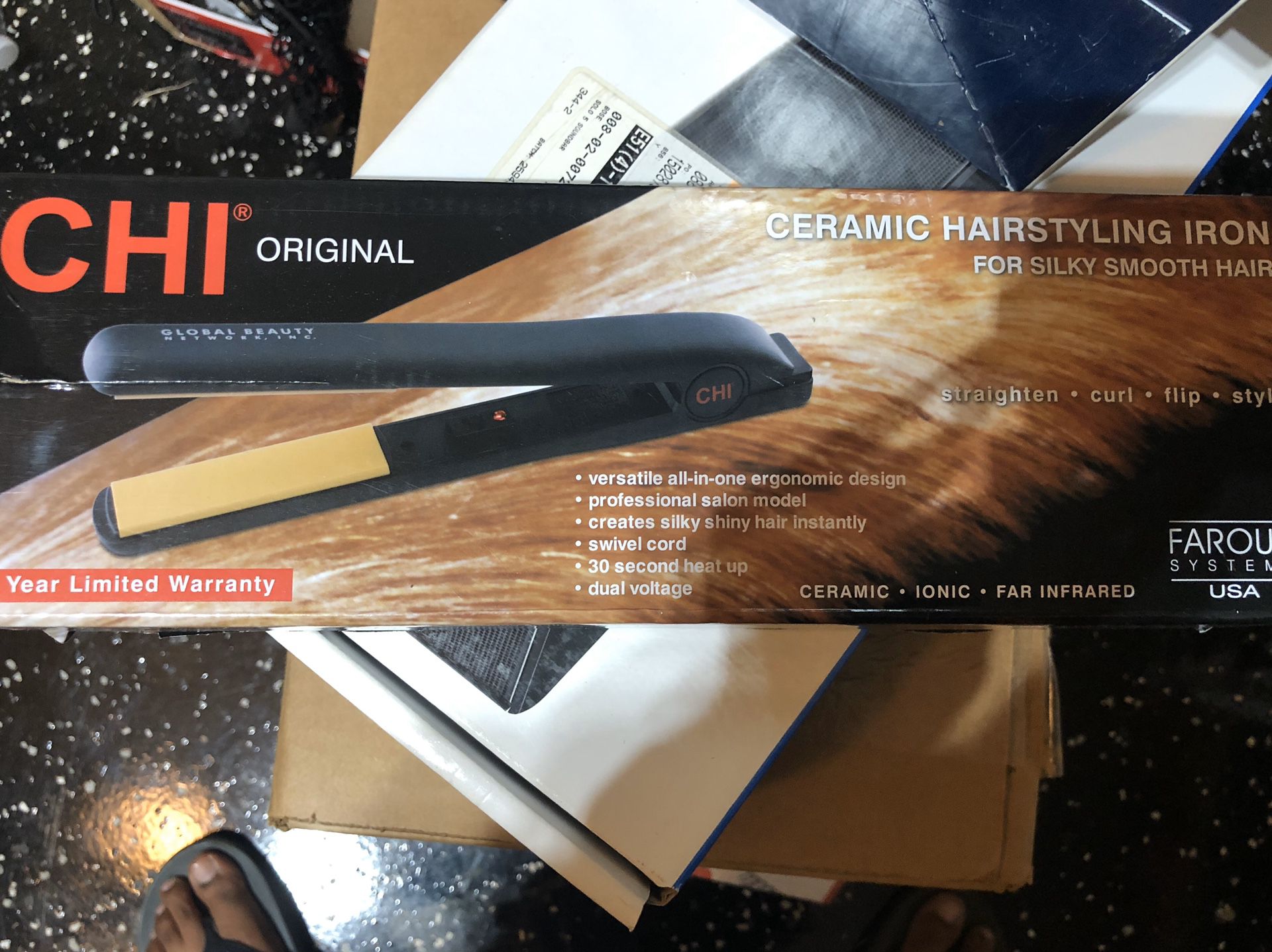 CHI Original 1" Flat Hair Straightening Ceramic Hairstyling Iron 1 Inch Plates- Brand New