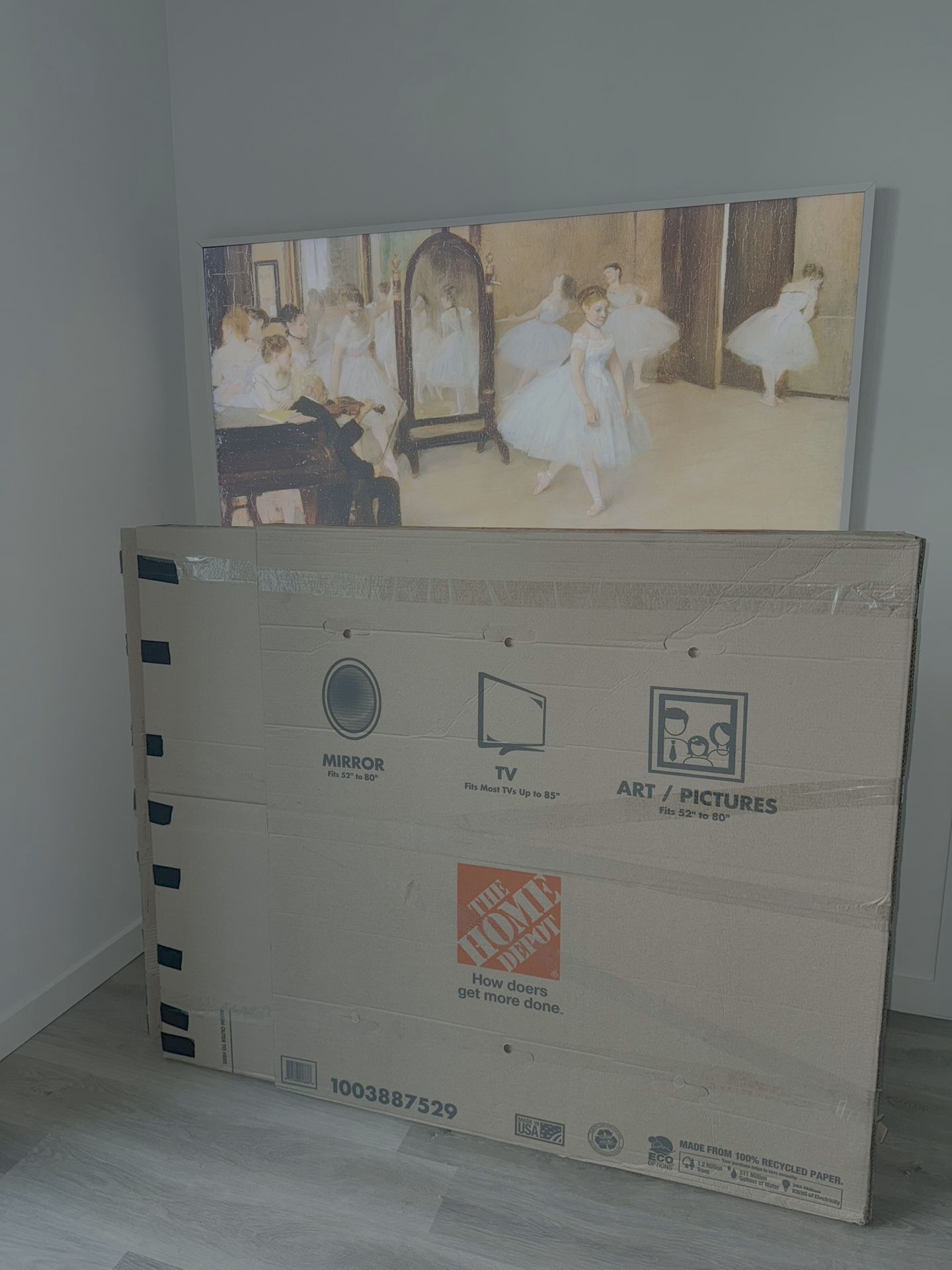 Heavy-Duty Extra-Large Adjustable TV and Picture Moving Shipping and Packing Box with Handles