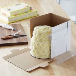 10" x 10" x 12" Flexbox White Adjustable Cake / Bakery Box - 25/Case