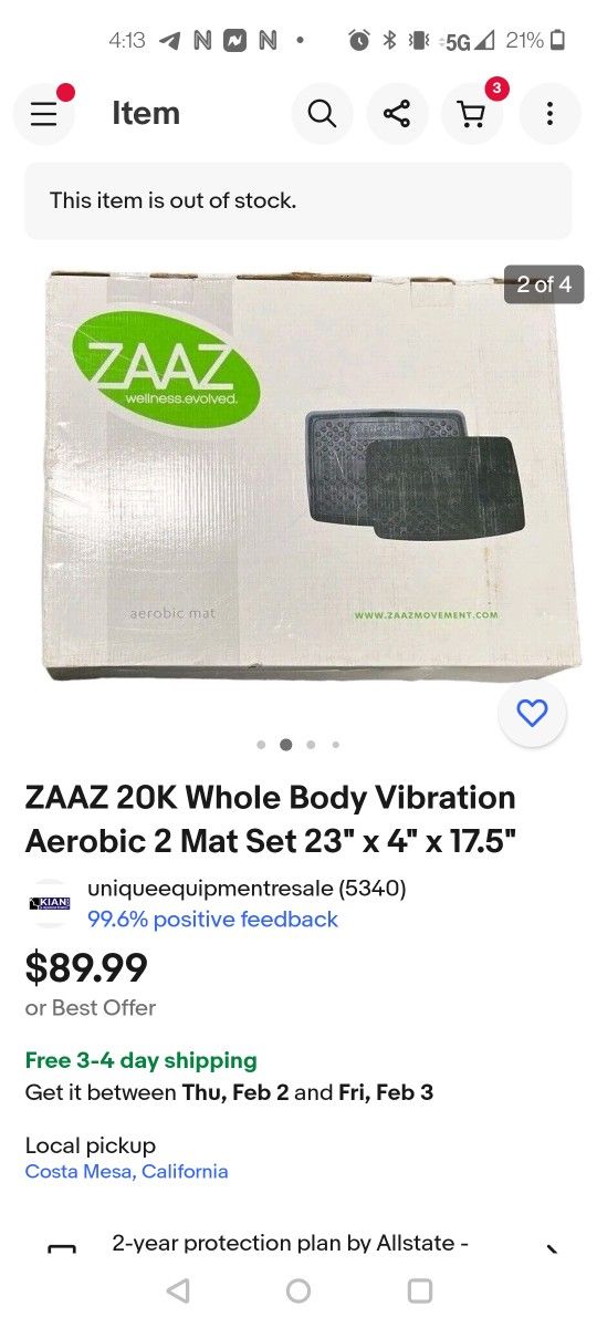Zaaz Vibration Aerobic Mat