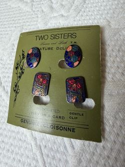 Vintage Cloisonné clip-on earrings