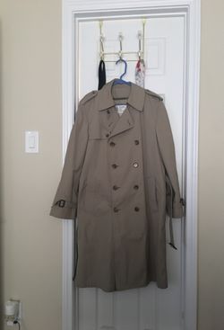 Khaki brown trench coat unisex man 38 reg woman plus sz