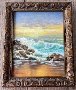 Original Oil Painting Signed Framed Ocean Gorgeous!