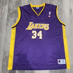 VINTAGE Champion Los Angeles Lakers Shaquille O’Neal Purple Jersey Size 48 (XL)