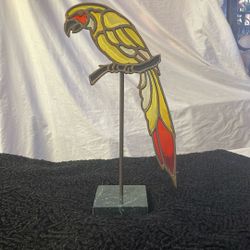 Vintage 1982 Stained Glass Parrot 