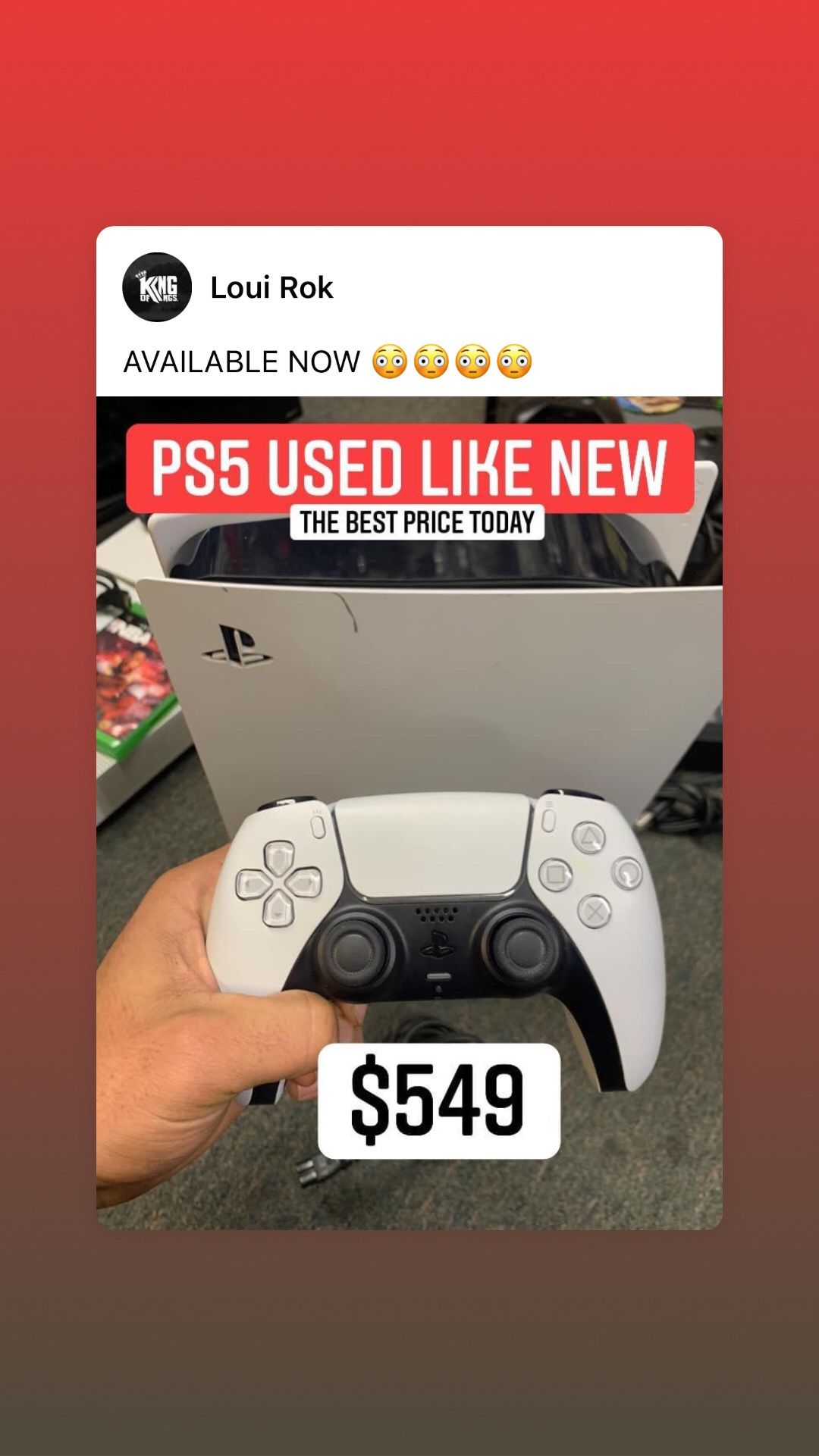 AVAILABLE NOW PS5 USED LIKE NEW