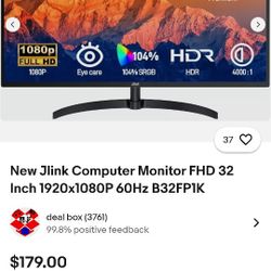 "32 Brand New Jlink Gaming/Computer Monitor 