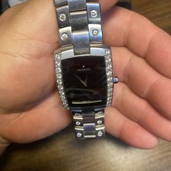 Movado Eliro Mens Watch Stainless Steel Black Face Sapphire Crystal