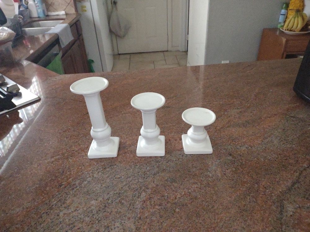 White Candle Holders