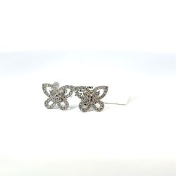 18k Gold Diamond Earrings Butterfly