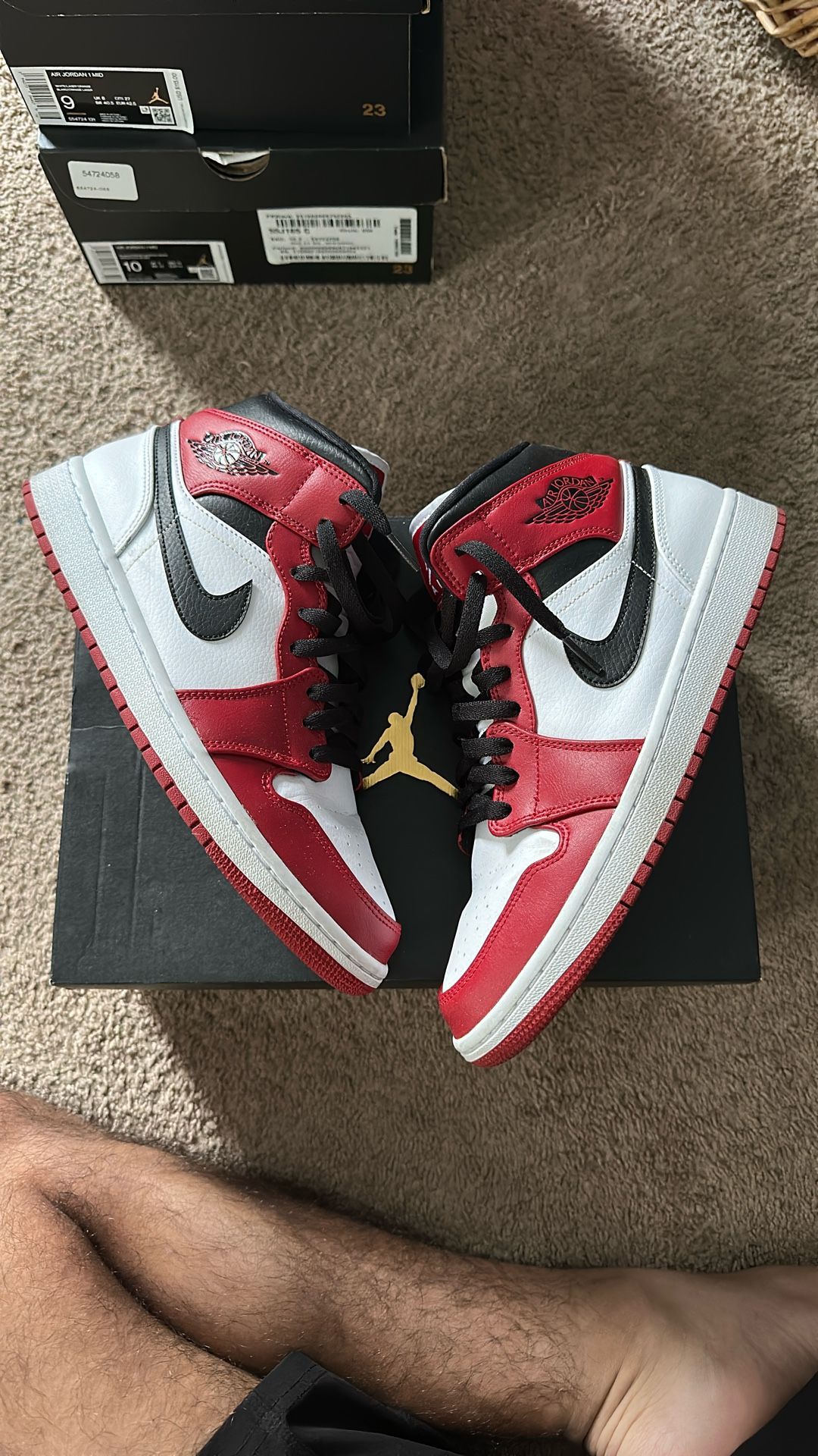 Jordan 1 Mid White/Red