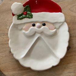 Vintage Ceramic Santa Platter— Christmas 