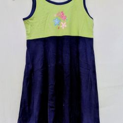 Avon Girls Dress Green Blue Butterfly Flowers Dress Size 7-8