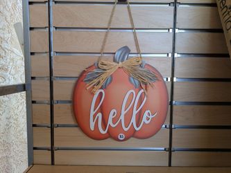 Fall Pumpkin Hello Door Hanger Sign