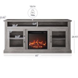 Tv Stand with Electric Fireplace - NEW un-opened 