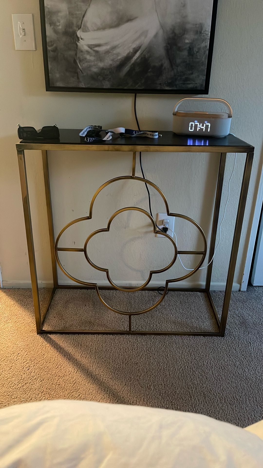 Gold And Black Slim Entrance/sofa Table