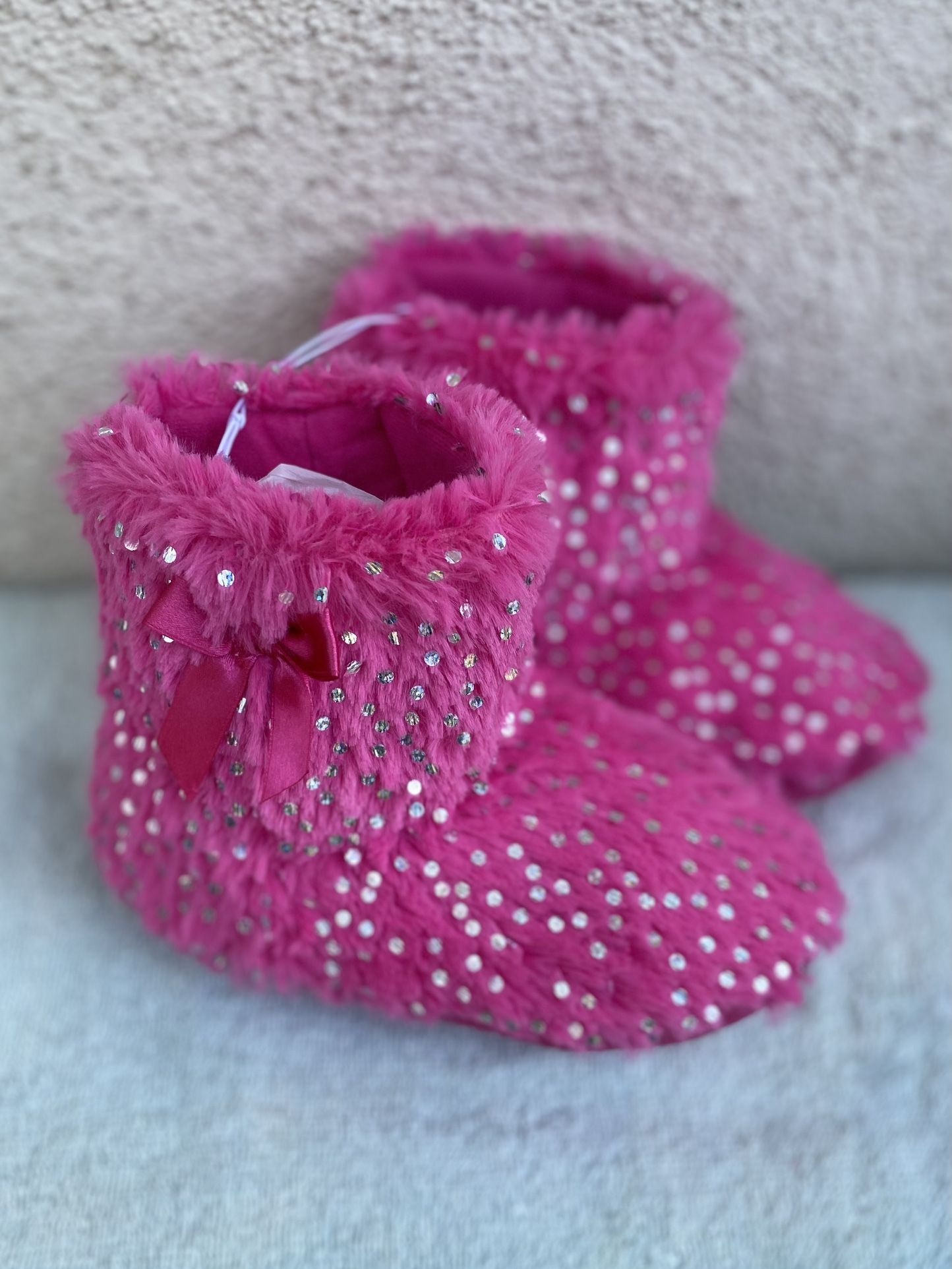 Pink Faux Fur Fluffy Boot Slippers 13/1.
