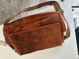 Beautiful leather satchel, downtown