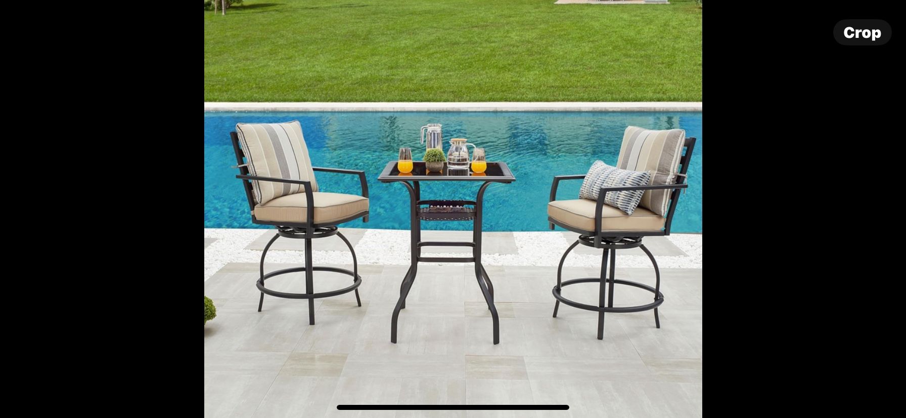 High Bar Table And Two Chairs With Cushions