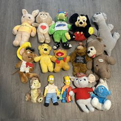Vintage Stuffed Plush Toys Lot (15)