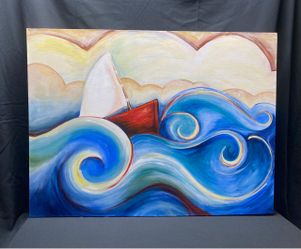 Wall Art - Sailboat and Waves