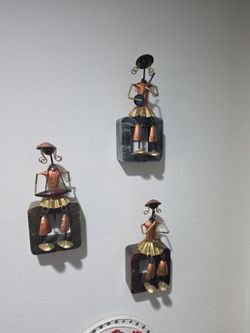 Set of 3 Metal Musician Wall Art Figures