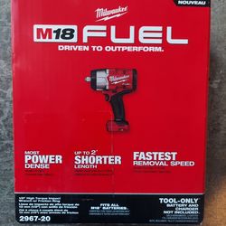 New Milwaukee FUEL 1/2" High-Torque Impact Wrench M18 w/ Friction Ring - Tool Only.