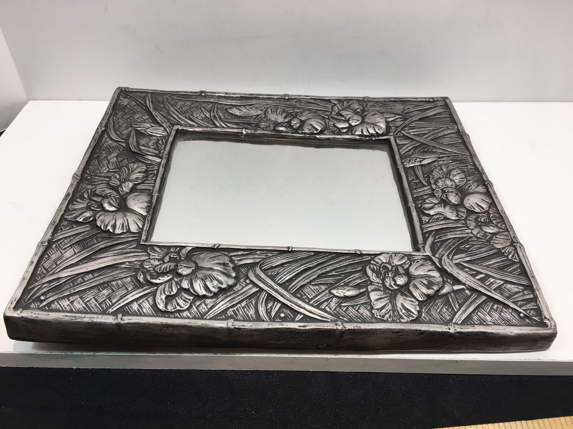 Wall Mounted Mirror with silver frame 10.5” x 12.5”. / Excellent Shape