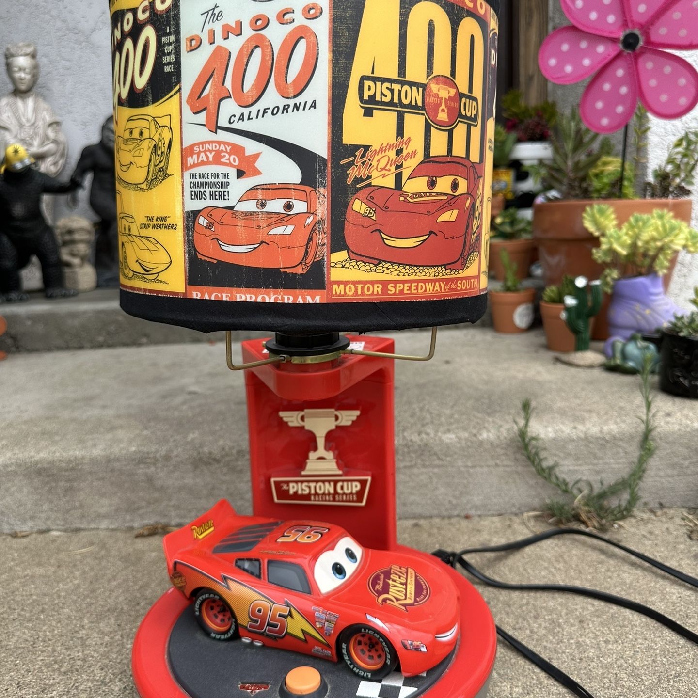 Vintage Pixar Lightning McQueen Talking Alarm Clock and Lamp for
