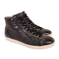 ALLSAINTS ALL SAINTS MEN HIGH TOP SNEAKERS BLACK LEATHER SIZE 12/45
