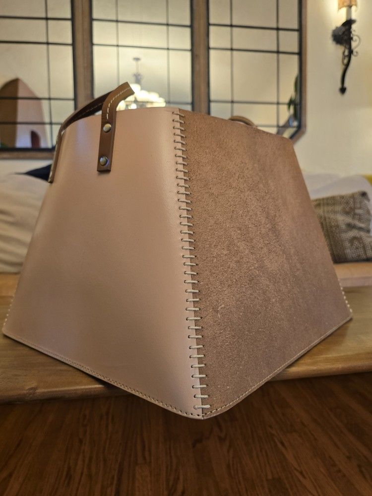 Anthropologie Leather Suede Basket