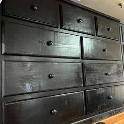 Nine Drawer Black Pinewood Chest Cajonera Comoda Nueva 