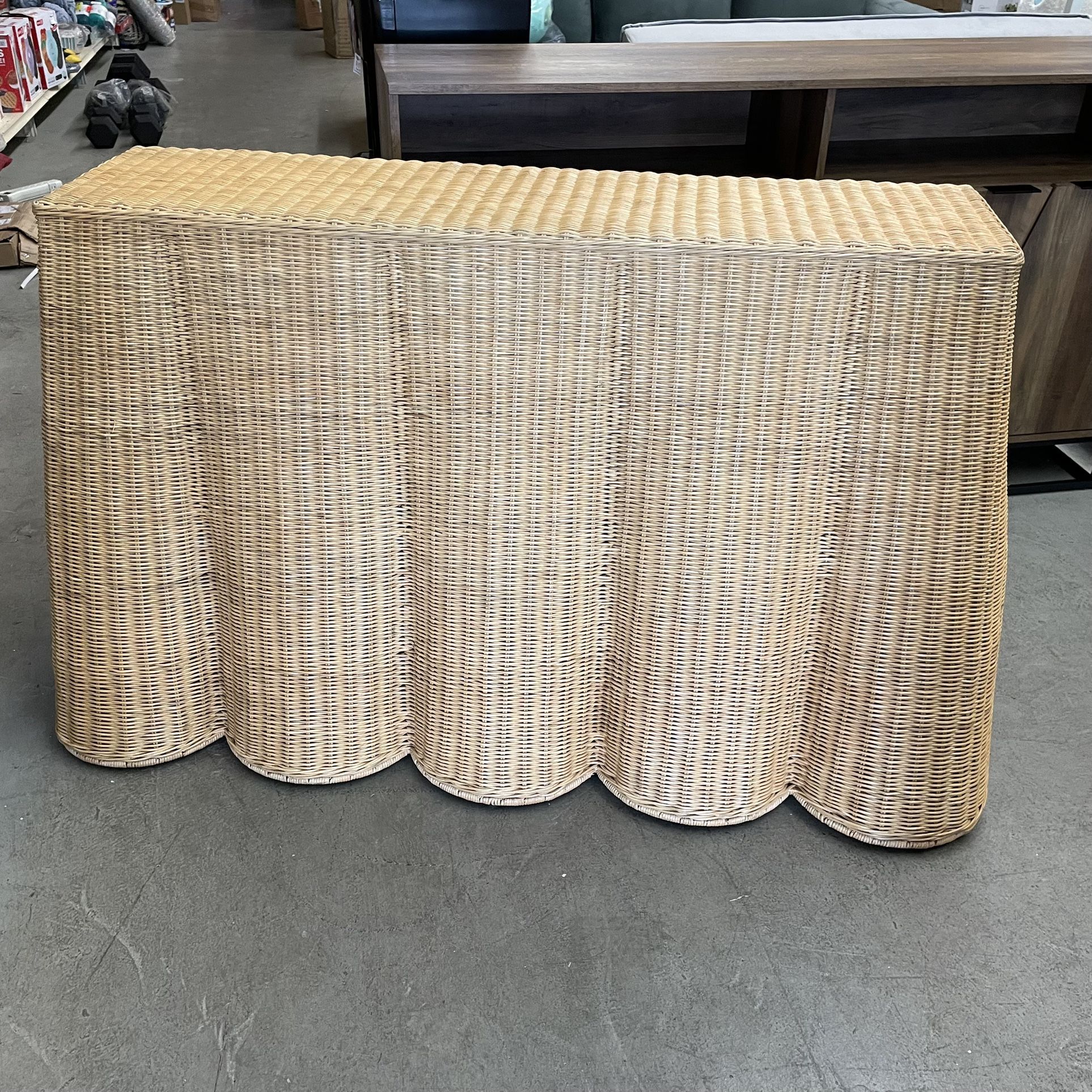 bali & pari Palm Boho Console Table, Natural Rattan, Honey