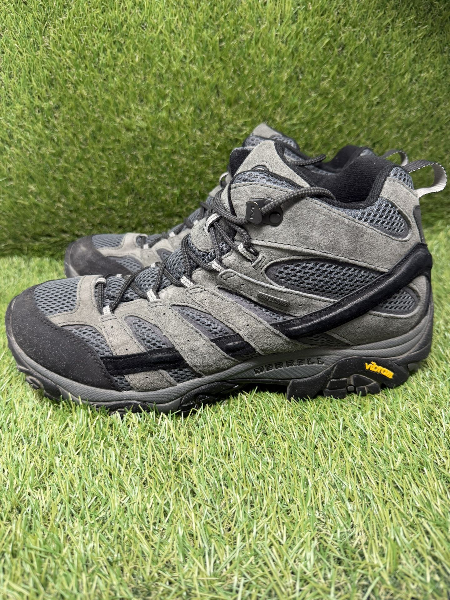 Merrell Moab 2 Mid Waterproof Granite Mens Hiking Boots Sz 13 Climbing Trail EUC