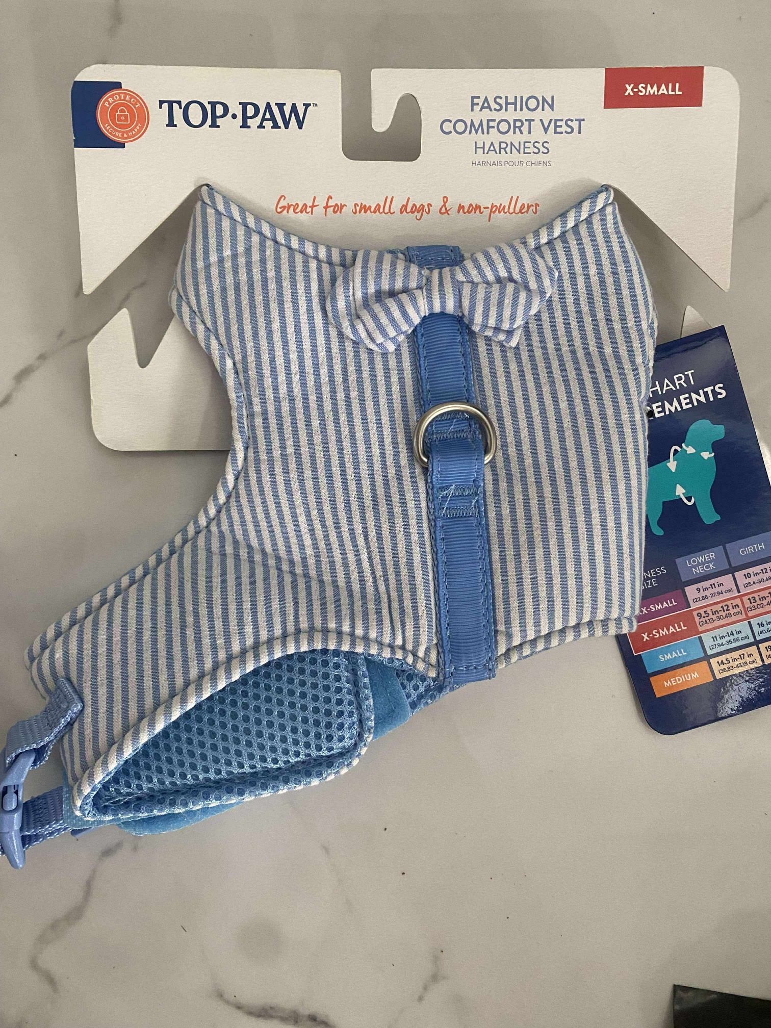 Top Paw Blue Striped Comfort Dog Harness Size XS