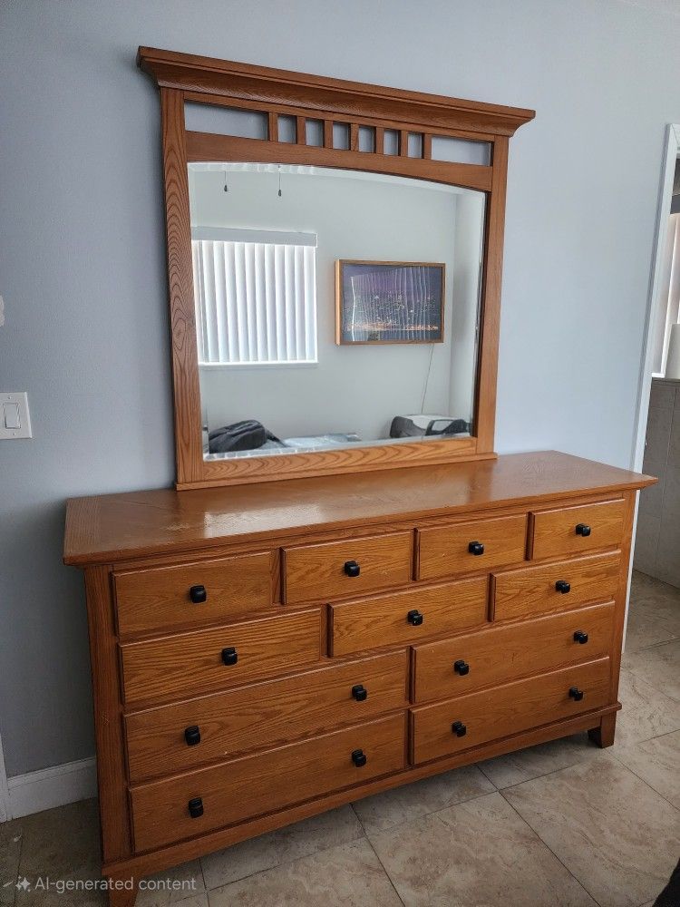 Solid Wood Dresser With Mirror