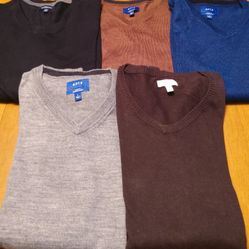 Men's Pullover Sweaters,  Size Large,  5 PC Assortment 