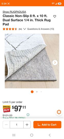 RUGPADUSA Classic Non-Slip Rug Pad 8x10
