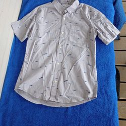 OLD NAVY Boys Built In Flex short sleeve Novelty Print Shark Shirt XLARGE (14-16)