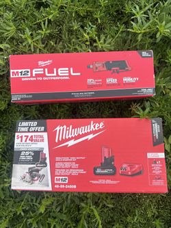 Milwaukee M12 Fuel straight angle die grinder with 5ah HO battery with charger combo. BRAND NEW