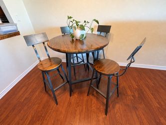 Industrial Round Pub Bar Table Set with 4 Stools - Cost Plus World Market