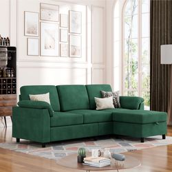 New Mid Century Modular Sofa, 3 Seat by er L Shape Sectional Couch with Removable Pillows, Linen Fabric, Mid Century Small Sofa for Living Room, Apart