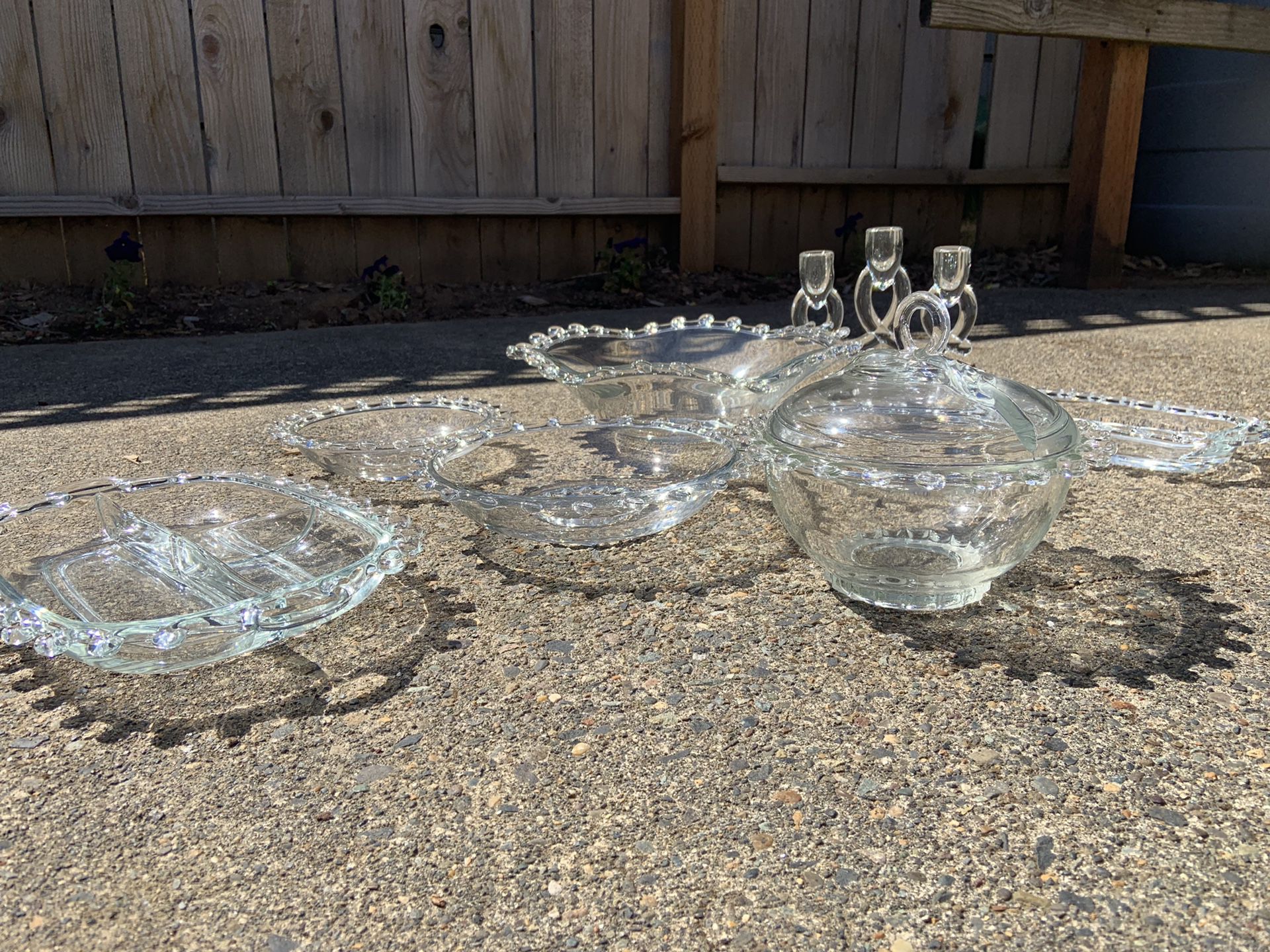 9 Piece A.H. Heisey LARIAT Crystal Glassware