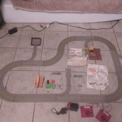 Late 80s Tyco trucking slot car set