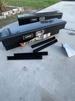 Set of 2 New/Open Box Husky 48 in side rail tool box with keys