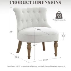 🥨Living Room Chairs, Armless Accent Chair, Comfy Tufted Bedroom Chair, Upholstered Chair with Wooden Legs
