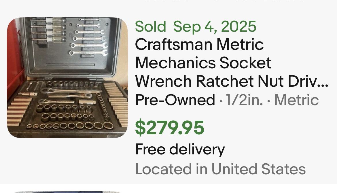 Vintage Craftsman Metric Mechanics Socket Wrench Ratchet Nut Driver Set 85pc 9 33252 USA 