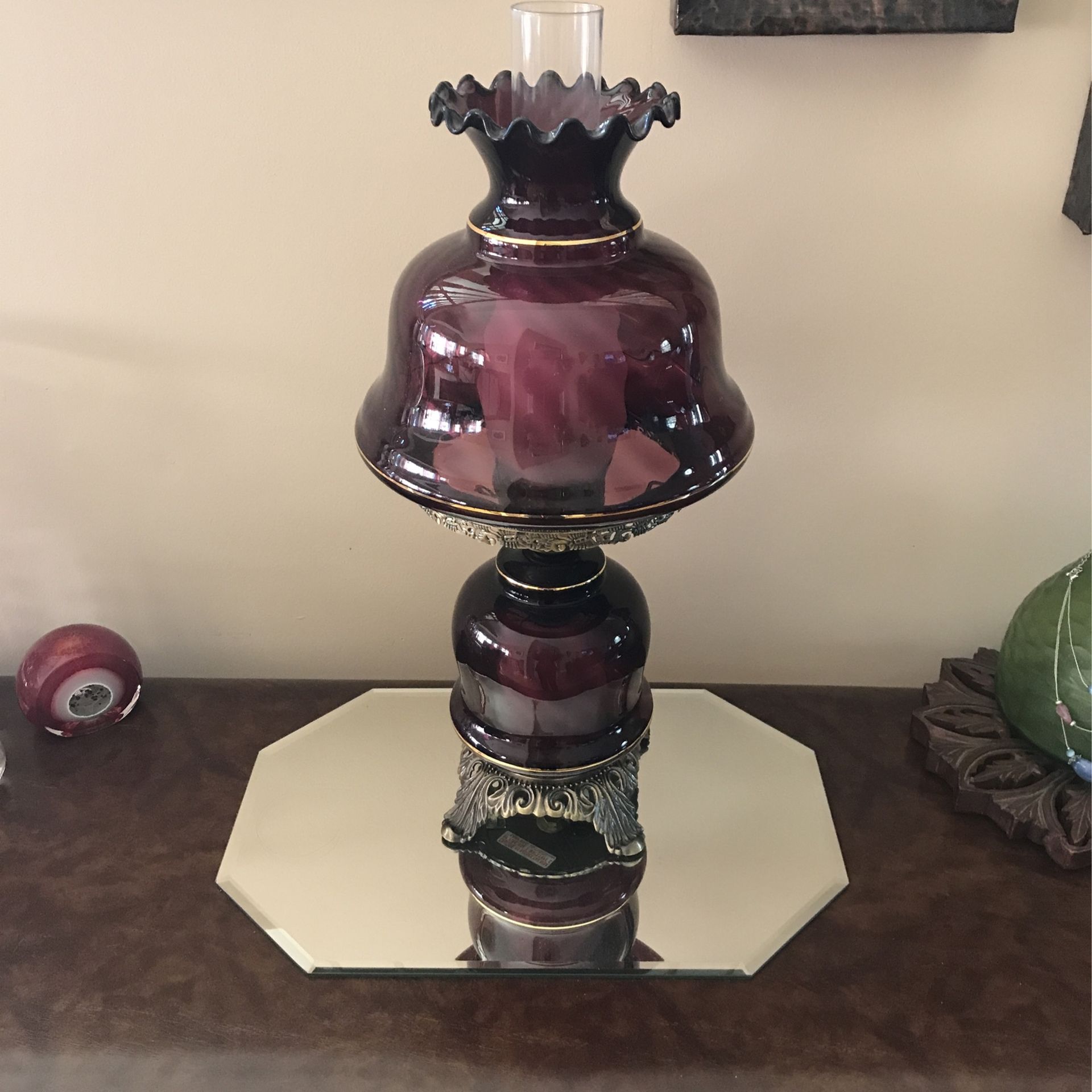 Vintage Swirl Purple Hurricane Lamp